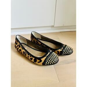 Me Too Leopard Print ballet Flat size 6 Krave Spikes Retro Punk Fall Trends